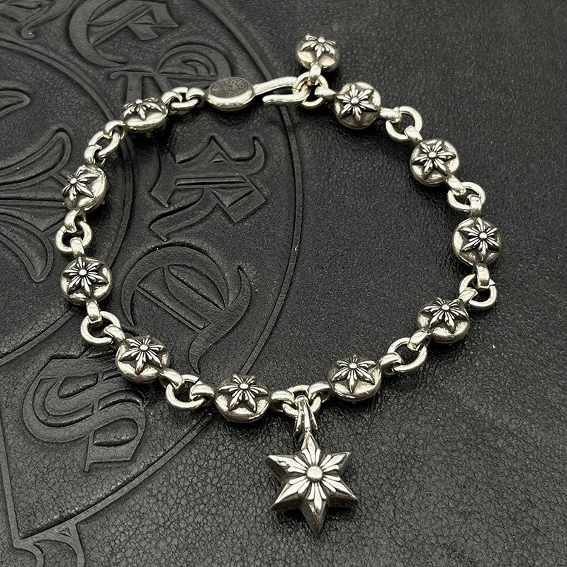 Retro Fine Letter Insert Dice Cross Flower Ball Collection Chain Jewelry Bracelet for Men and Women