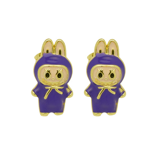 Drip oil colored cute cartoon character personality simple and versatile ear studs earrings